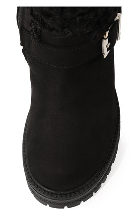 Детские кожаные ботинки MONNALISA черного цвета, арт. 8C0016M | Фото 4 (Материал внешний: Кожа; Материал внутренний: Натуральная кожа)
