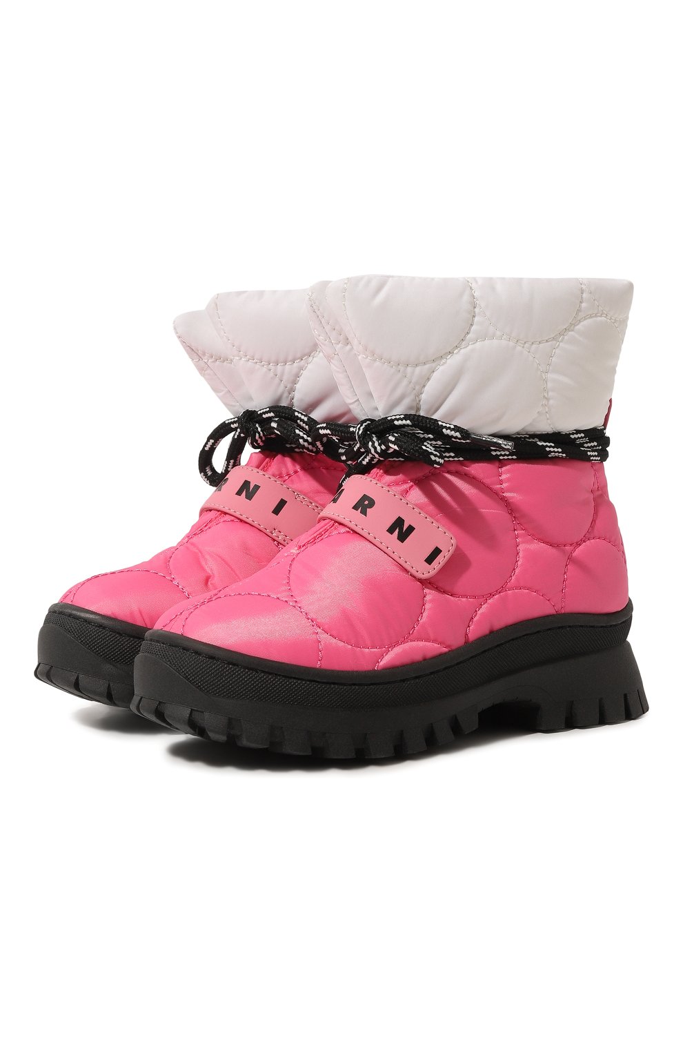 Детские утепленные ботинки MARNI розового цвета, арт. 71599 VAR.2/18-27 | Фото 1 (Материал внешний: Текстиль; Материал утеплителя: Натуральный мех)