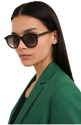 Женские солнцезащитные очки SAINT LAURENT черного цвета, арт. SL 521 001 | Фото 2 (Кросс-КТ: С/з-унисекс; Тип очков: С/з; Очки форма: Круглые; Оптика Гендер: оптика-унисекс)