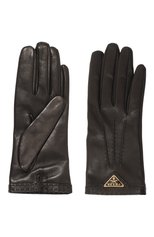 Женские кожаные перчатки PRADA черного цвета, арт. 1GG746-038-F0002 | Фото 2 (Материал: Натуральная кожа)