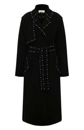 Женское шерстяное пальто ERMANNO FIRENZE черного цвета, арт. D41ED 001CCE04 | Фото 1 (Длина (верхняя одежда): Длинные; Материал внешний: Шерсть; Рукава: Длинные; 1-2-бортные: Однобортные; Стили: Кэжуэл)