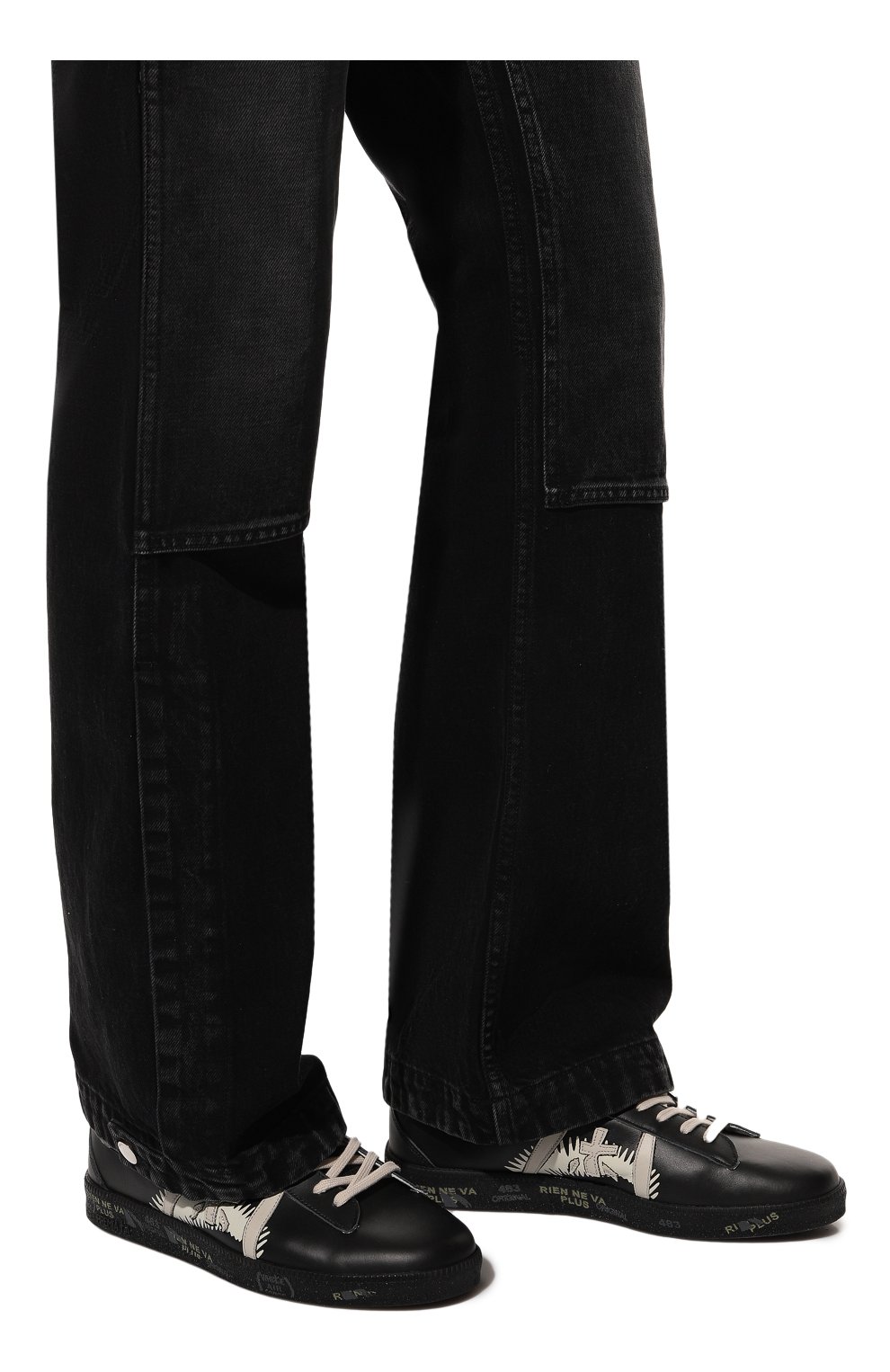 Мужские кожаные кеды andy PREMIATA черного цвета, арт. ANDY/VAR6059 | Фото 3 (Материал внешний: Кожа; Материал внутренний: Натуральная кожа; Стили: Классический; Материал утеплителя: Без утеплителя)
