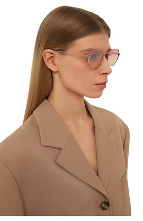 Женские солнцезащитные очки EYEPETIZER оранжевого цвета, арт. H0RT 9-22F | Фото 2 (Тип очков: С/з; Материал: Металл; Оптика Гендер: оптика-женское; Очки форма: Круглые)