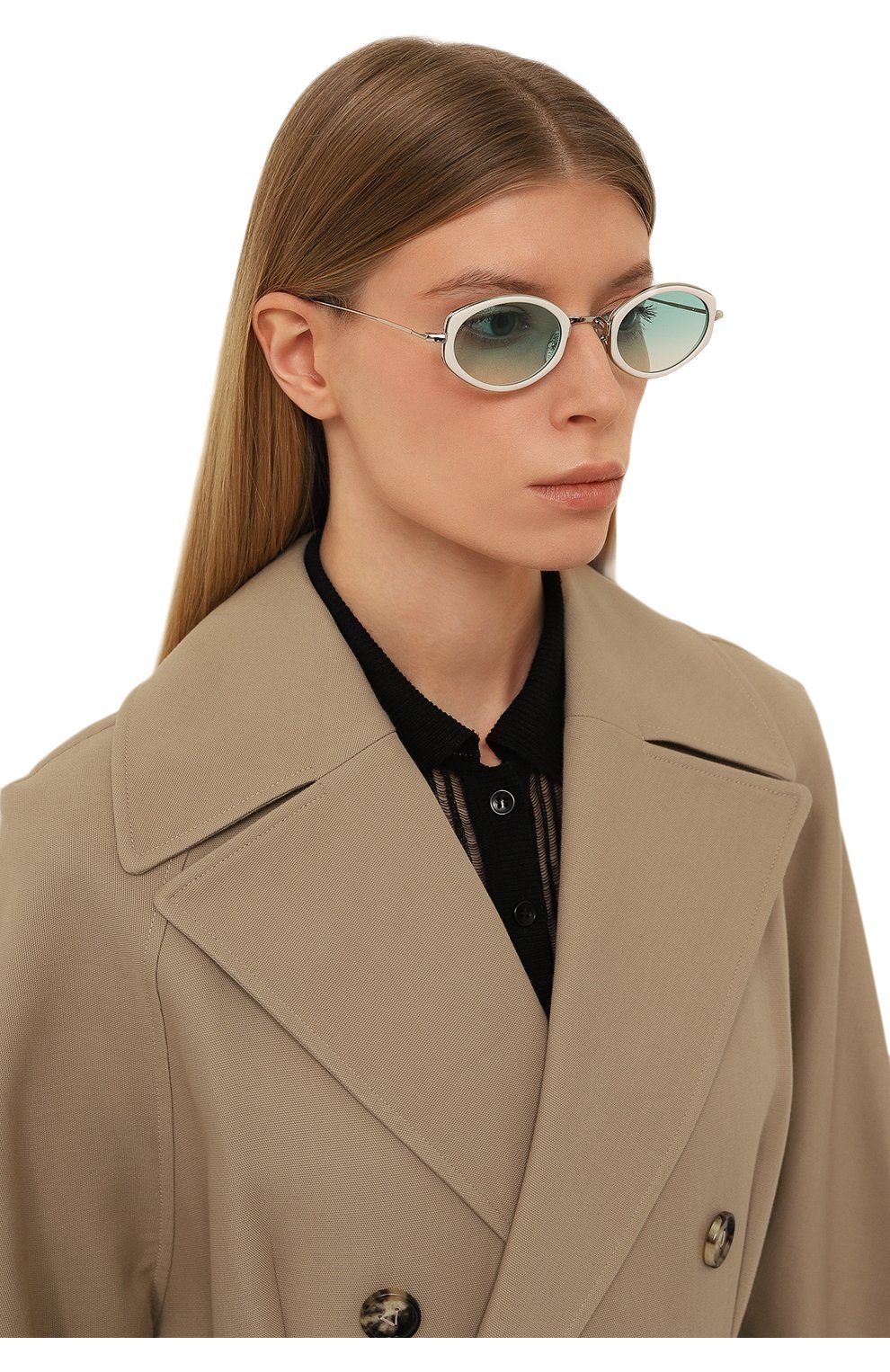 Женские солнцезащитные очки EYEPETIZER бирюзов ого цвета, арт. GRACE C-1-21 | Фото 2 (Тип очков: С/з; Материал: Металл; Оптика Гендер: оптика-женское; Очки форма: Овальные)