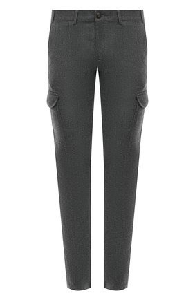 Мужские шерстяные брюки-карго CANALI серого цвета, арт. V1660/AR03472 | Фото 1 (Длина (брюки, джинсы): Стандартные; Материал внешний: Шерсть)