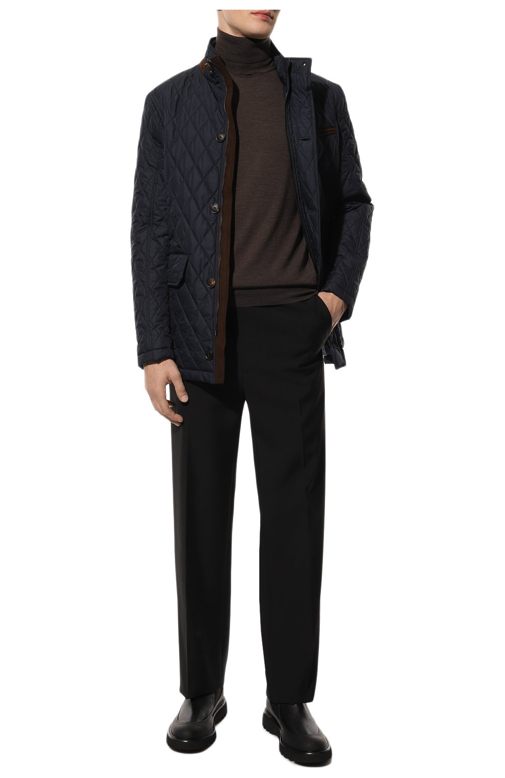 Мужская утепленная куртка WATERVILLE темно-синего цвета, арт. AIDEN/TS1/650 | Фото 2 (Кросс-КТ: Куртка; Рукава: Длинные; Материал внешний: Синтетический материал; Мужское Кросс-КТ: утепленные куртки; Длина (верхняя одежда): Короткие; Материал подклада: Хлопок; Стили: Кэжуэл)