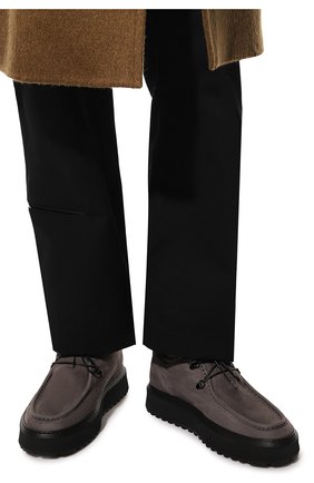 Мужские кожаные дерби CAMERLENGO темно-серого цвета, арт. M16218M0RBAN703 | Фото 3 (Материал внешний: Кожа; Материал утеплителя: Натуральный мех; Стили: Классический)