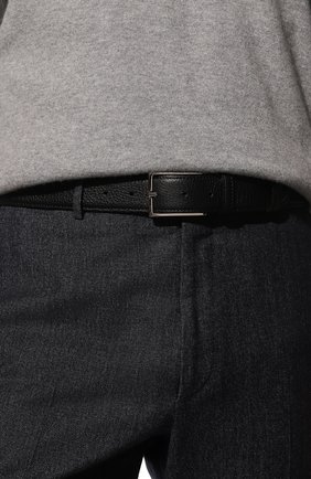 Мужской кожаный ремень DOUCAL'S черного цвета, арт. DC0001SIGMUF0199N00 | Фото 2 (Материал: Натуральная кожа; Случай: Формальный)