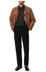 Мужские кожаные кеды DOUCAL'S темно-серого цвета, арт. DU2886K0BEUM019NN05 | Фото 2 (Материал утеплителя: Натуральный мех; Стили: Классический; Подошва: Массивная)