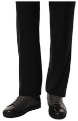 Мужские кожаные кеды DOUCAL'S темно-серого цвета, арт. DU2886K0BEUM019NN05 | Фото 3 (Материал утеплителя: Натуральный мех; Стили: Классический; Подошва: Массивная)