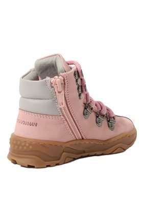 Детские кожаные ботинки EMPORIO ARMANI розового цвета, арт. XMZ002/X0U03/0UTLET AW22-23 | Фото 3 (Материал внешний: Кожа; Материал внутренний: Натуральная кожа)