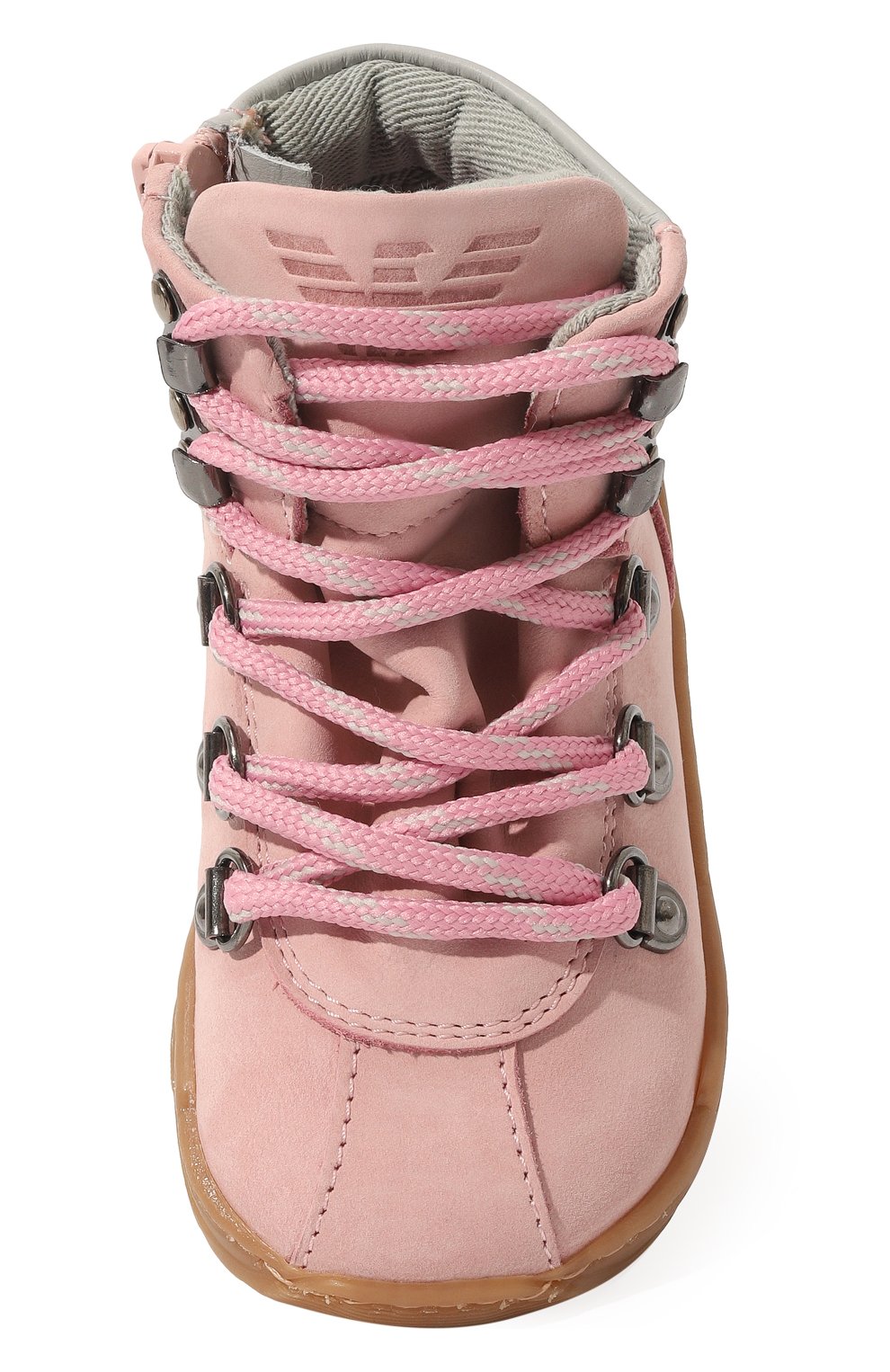 Детские кожаные ботинки EMPORIO ARMANI розового цвета, арт. XMZ002/X0U03/0UTLET AW22-23 | Фото 4 (Материал внешний: Кожа; Материал внутренний: Натуральная кожа)