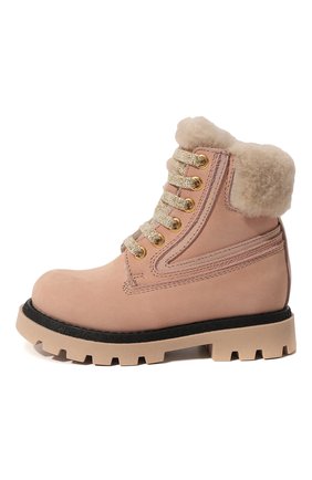 Детские кожаные ботинки JARRETT розового цвета, арт. JE3TR18A/NABUCK/28-34 | Фото 2 (Материал внешний: Кожа; Материал утеплителя: Натуральный мех)