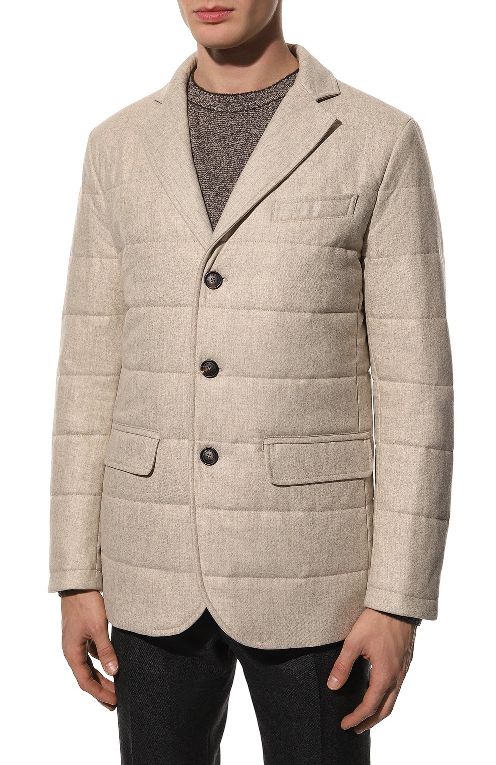 Мужская шерстяная куртка WATERVILLE кремвого цвета, арт. ELAN/662 | Фото 3 (Кросс-КТ: Куртка; Материал внешний: Шерсть; Рукава: Длинные; Мужское Кросс-КТ: утепленные куртки; Стили: Классический, Кэжуэл; Материал подклада: Синтетический материал, Хлопок; Длина (верхняя одежда): Короткие)