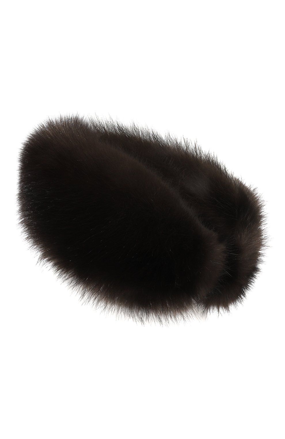 Женская повязка на голову из меха соболя BLACK SABLE темно-коричневого цвета, арт. BS-005НВ | Фото 3 (Женское Кросс-КТ: Шапка-тюрбан; Материал: Натуральный мех)