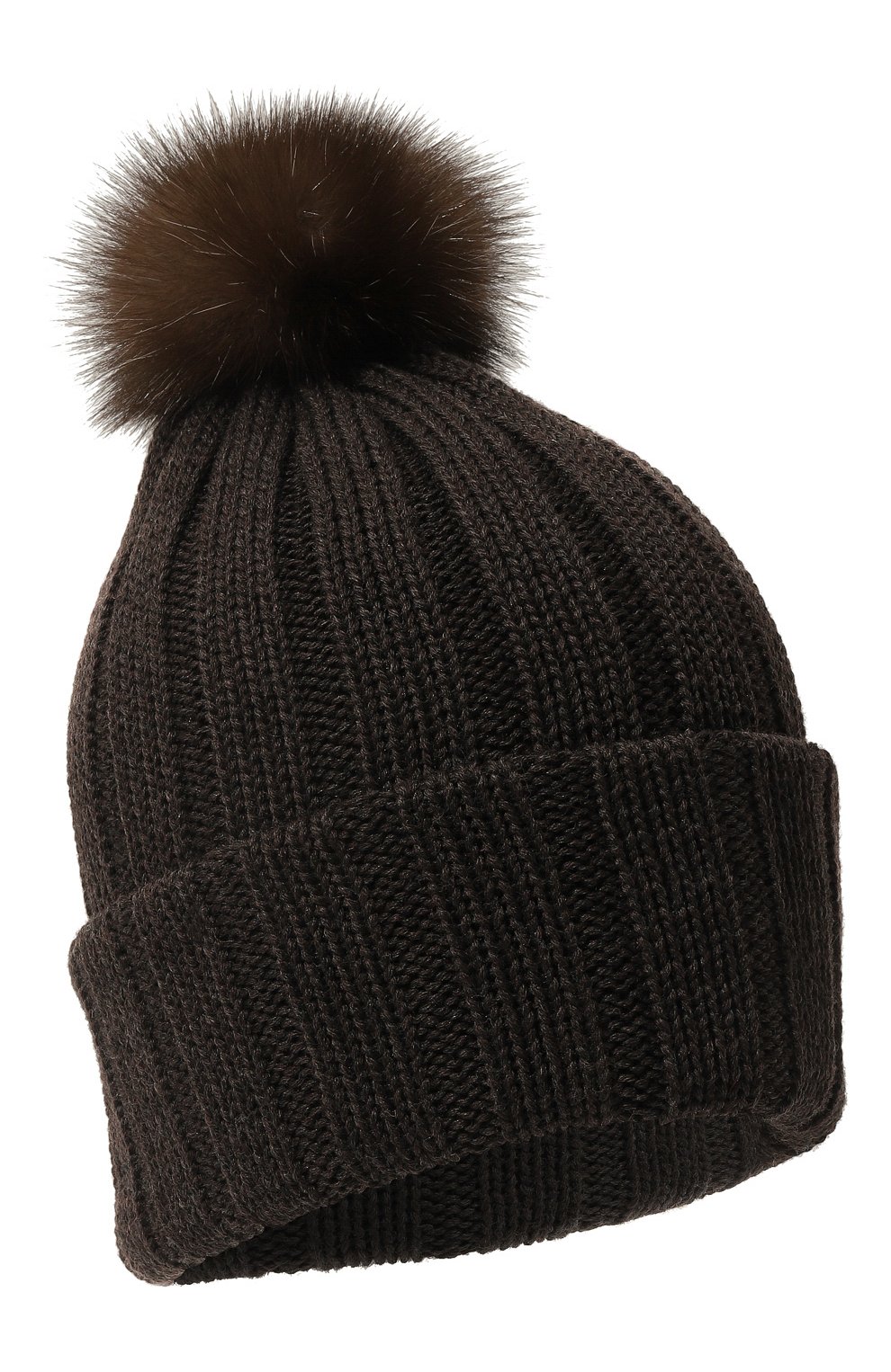 Женская шерстяная шапка BLACK SABLE темно-коричневого цвета, арт. BS-005CW | Фото 1 (Материал: Текстиль, Шерсть)