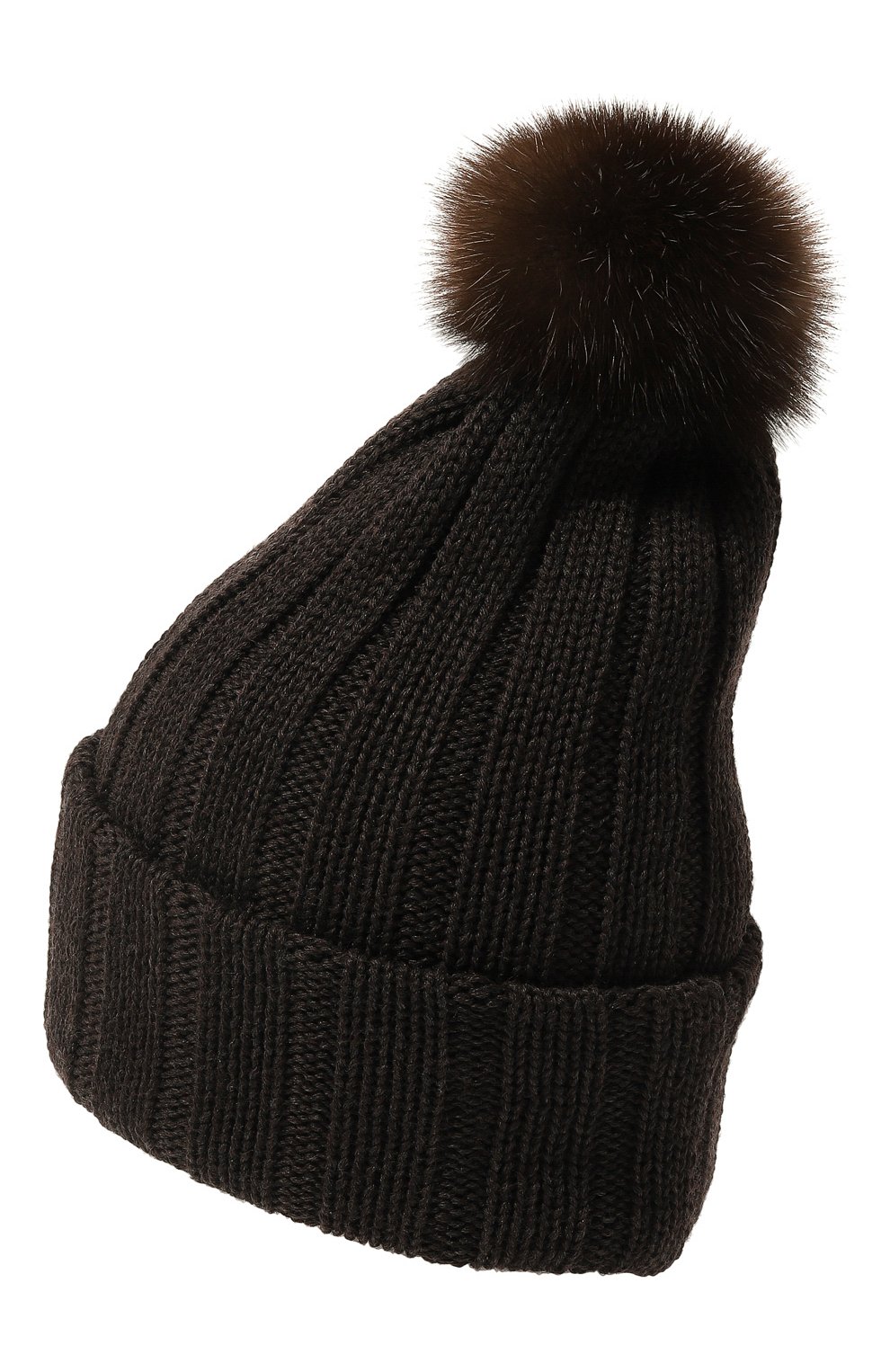 Женская шерстяная шапка BLACK SABLE темно-коричневого цвета, арт. BS-005CW | Фото 3 (Материал: Текстиль, Шерсть)