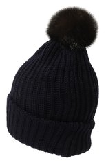 Женская шерстяная шапка BLACK SABLE темно-синего цвета, арт. BS-005CР15 | Фото 3 (Материал: Текстиль, Шерсть)