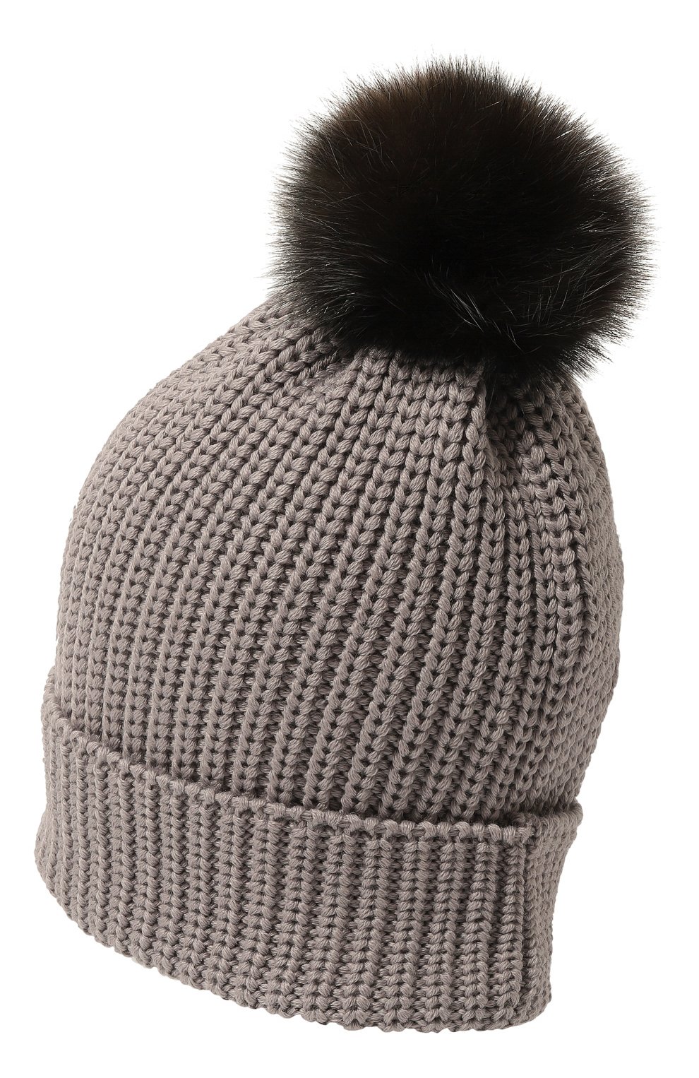 Женская шерстяная шапка BLACK SABLE серого цвета, арт. BS-005СЕ | Фото 3 (Материал: Текстиль, Шерсть)