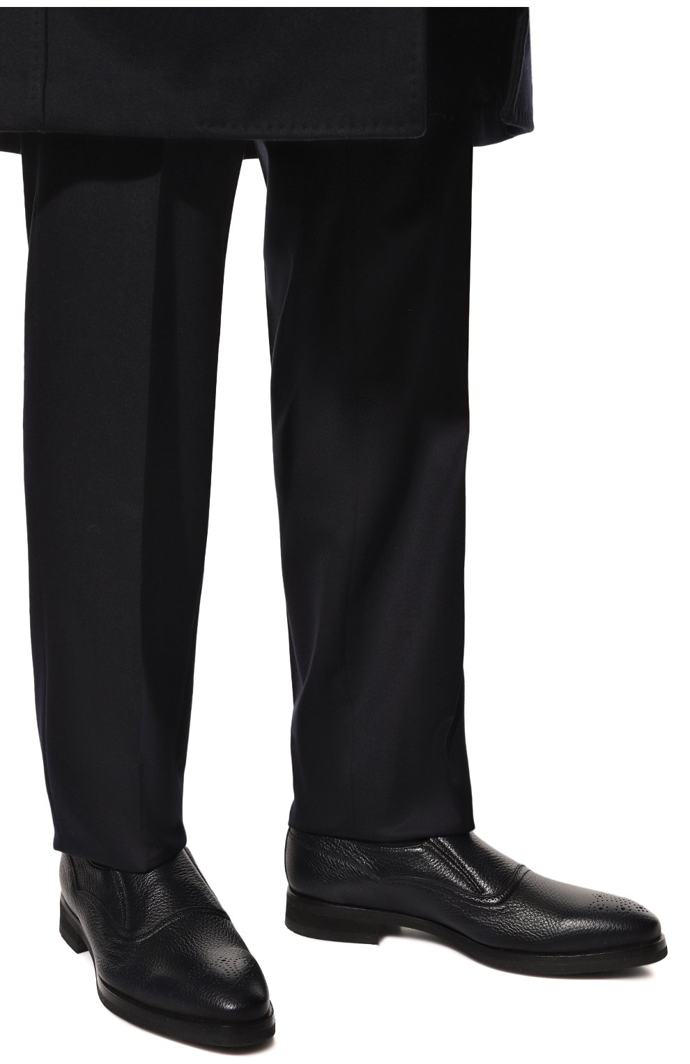 Мужские кожаные лоферы BARRETT темно-синего цвета, арт. 201U016.11/CERV0 ASP0RTABILE | Фото 3 (Материал внешний: Кожа; Материал утеплителя: Натуральный мех; Стили: Классический)