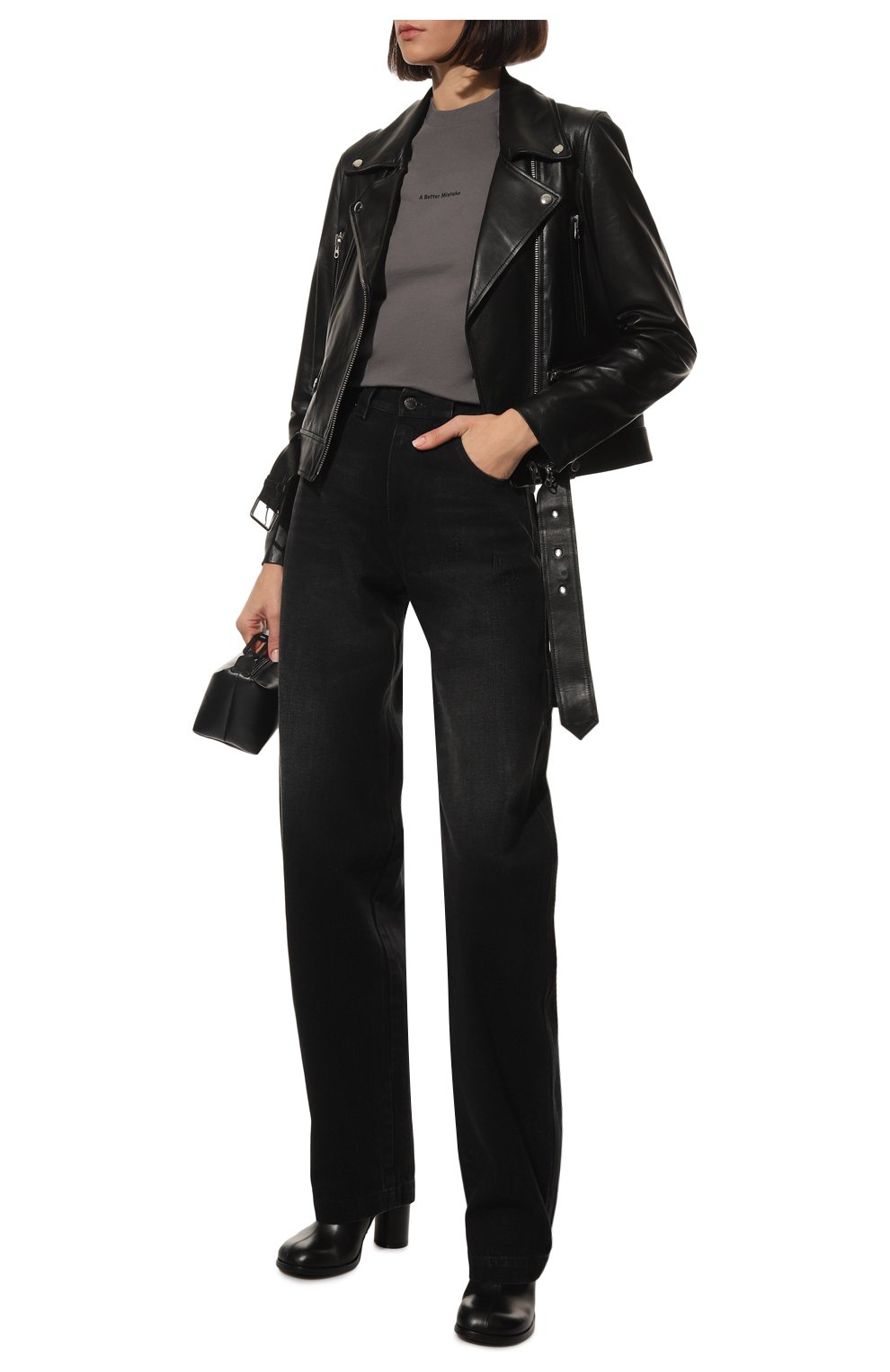Женская кожаная куртка ADDICTED черного цвета, арт. CROPPED BIKER style 4.BLACK | Фото 2 (Кросс-КТ: Куртка; Рукава: Длинные; Стили: Гранж; Материал внешний: Натуральная кожа; Женское Кросс-КТ: Замша и кожа; Длина (верхняя одежда): Короткие)