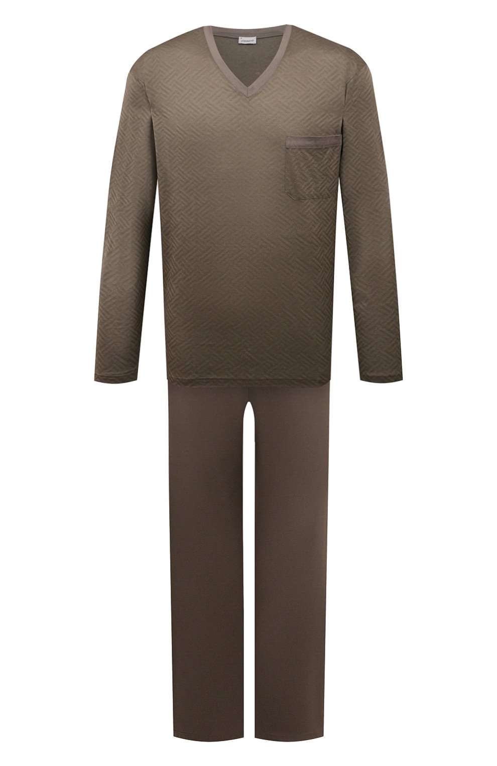 Мужская хлопковая пижама ZIMMERLI оливкового цвета, арт. 3425-95402 | Фото 1 (Рукава: Длинные; Длина (брюки, джинсы): Стандартные; Кросс-КТ: домашняя одежда; Длина (для топов): Стандартные; Материал внешний: Хлопок)