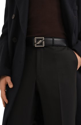 Мужской кожаный ремень ZILLI темно-синего цвета, арт. MJL-CLASE-01803/0084 | Фото 2 (Материал: Натуральная кожа; Случай: Формальный)