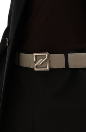 Мужской кожаный ремень ZILLI светло-серого цвета, арт. MJL-CLASE-01803/0084 | Фото 2 (Материал: Натуральная кожа; Случай: Формальный)