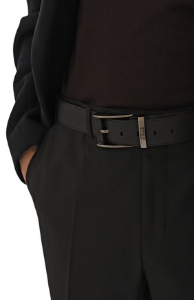 Мужской кожаный ремень ZILLI черного цвета, арт. MJL-CLASE-01805/0076 | Фото 2 (Материал: Натуральная кожа; Случай: Формальный)