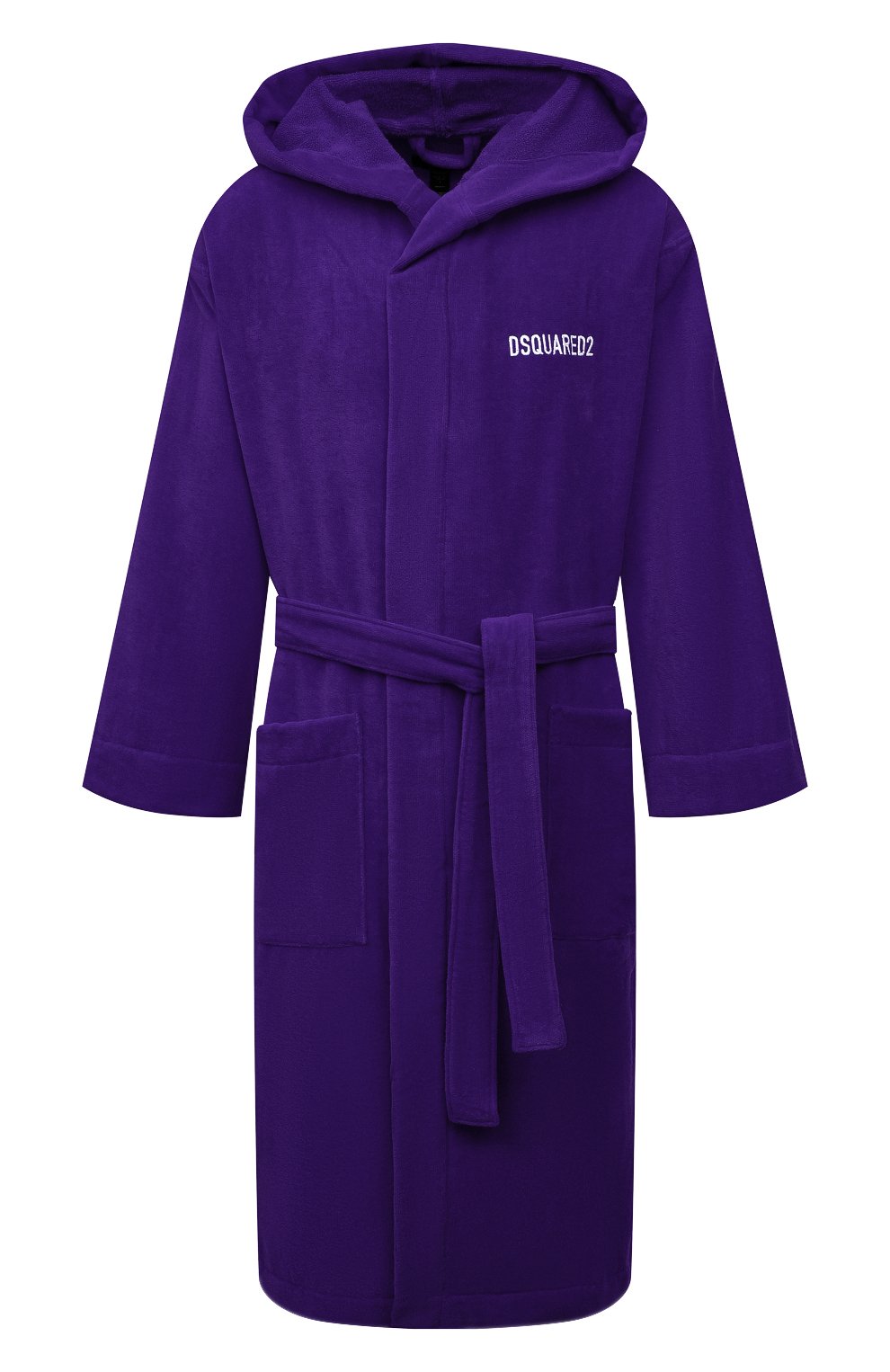 Мужской хлопковый халат DSQUARED2 фиолетового цвета, арт. D7P404220 | Фото 1 (Рукава: Длинные; Кросс-КТ: домашняя одежда; Материал внешний: Хлопок; Длина (верхняя одежда): Длинные)