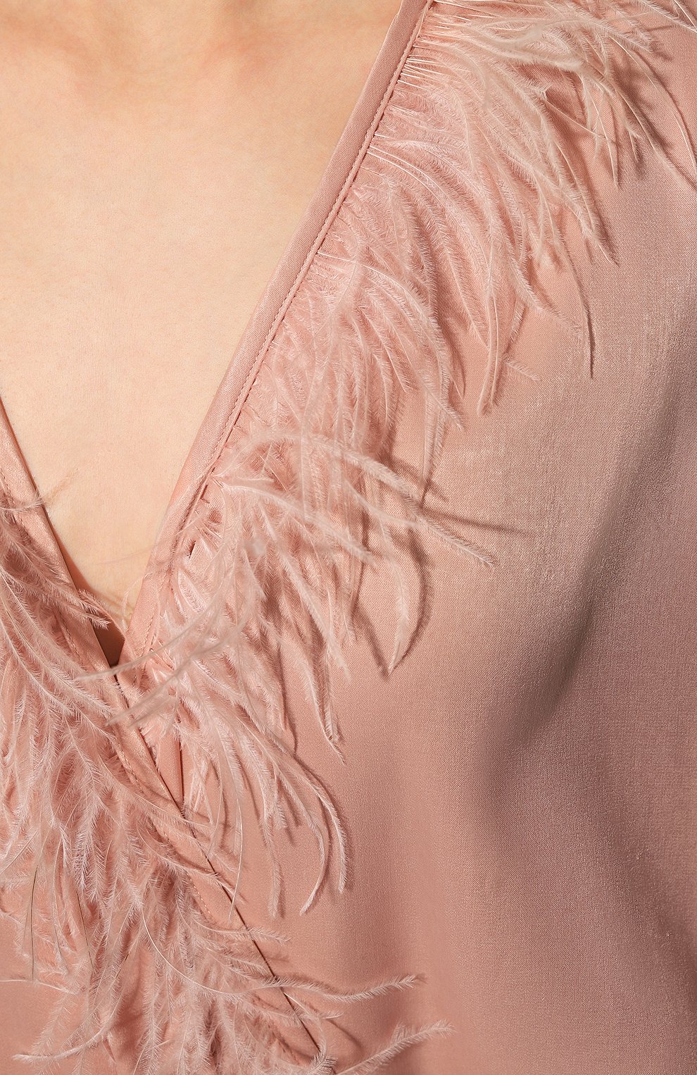 Женский халат с отделкой перьями LOVE STORIES светло-розового цвета, арт. L2293801573 | Фото 5 (Материал внешний: Синтетический материал)