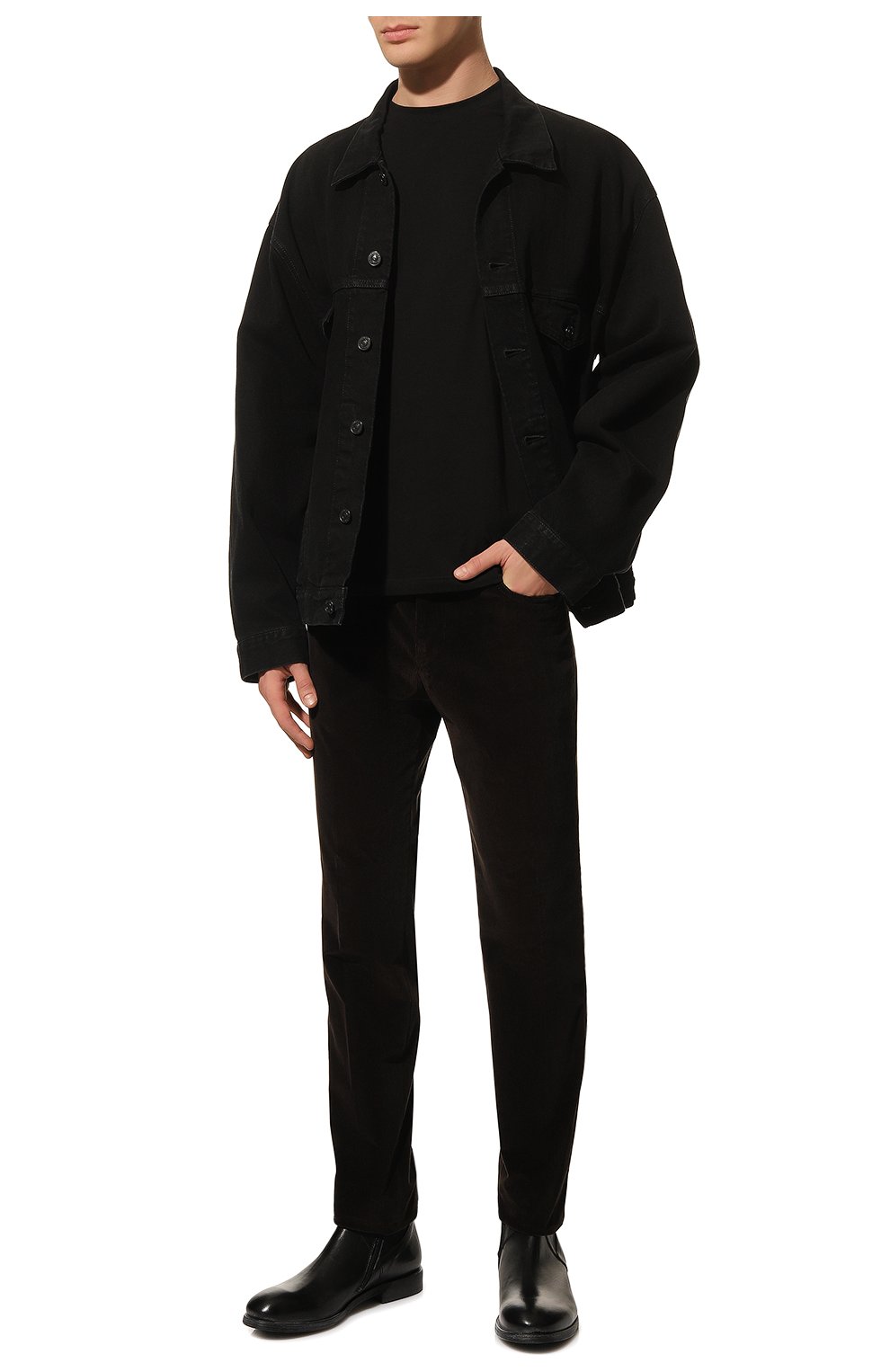 Мужские хлопковые брюки CORNELIANI темно-коричневого цвета, арт. 904L01-2818502/00 | Фото 2 (Длина (брюки, джинсы): Стандартные; Случай: Повседневный; Материал внешний: Хлопок; Стили: Кэжуэл)