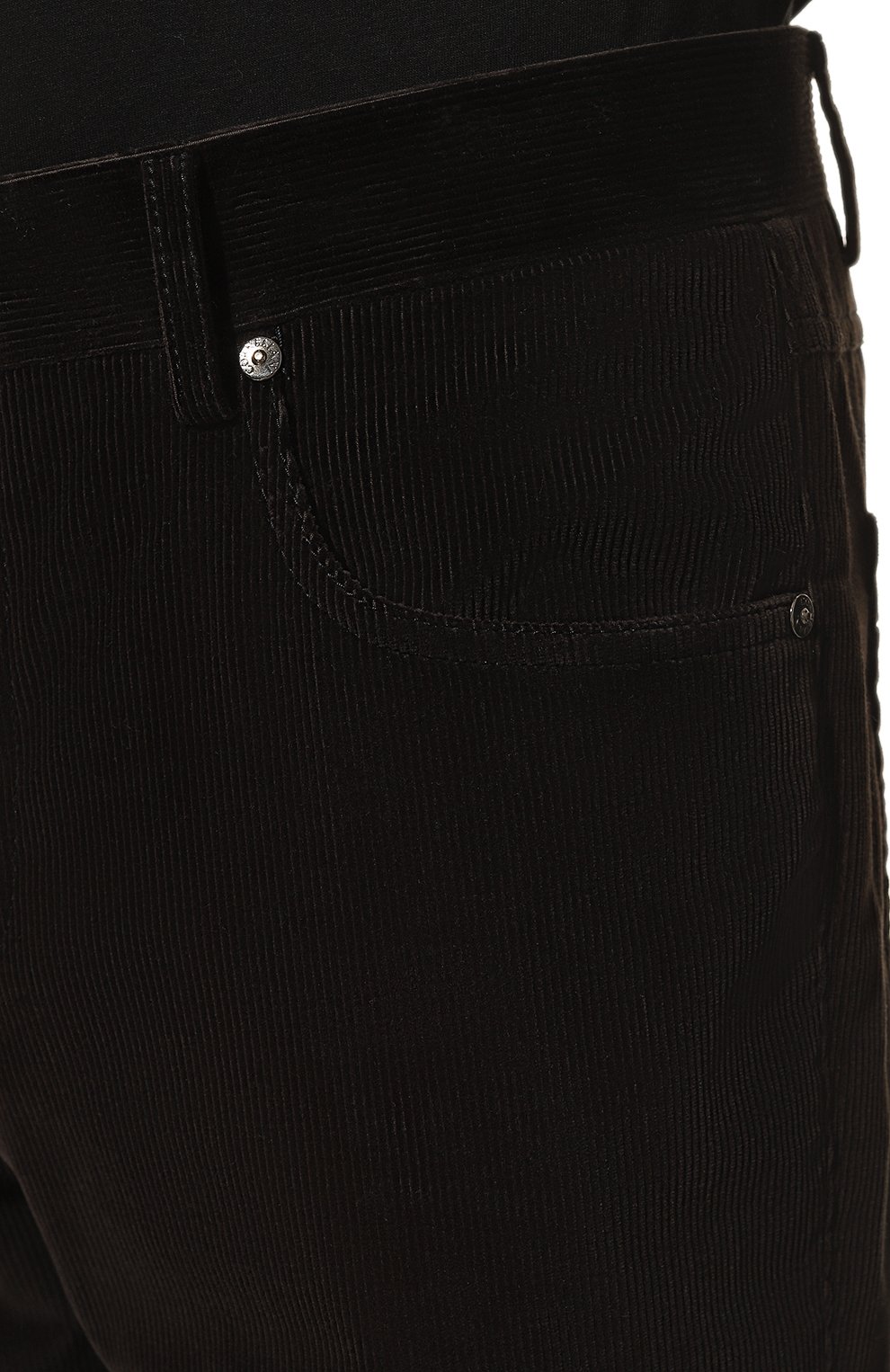 Мужские хлопковые брюки CORNELIANI темно-коричневого цвета, арт. 904L01-2818502/00 | Фото 5 (Длина (брюки, джинсы): Стандартные; Случай: Повседневный; Материал внешний: Хлопок; Стили: Кэжуэл)