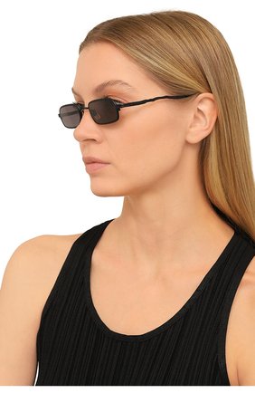 Женские солнцезащитные очки KUB0RAUM черного цвета, арт. Z18 BM 2GREY | Фото 2 (Материал: Металл; Тип очков: С/з; Кросс-КТ: С/з-унисекс; Очки форма: Узкие, Прямоугольные; Оптика Гендер: оптика-унисекс)