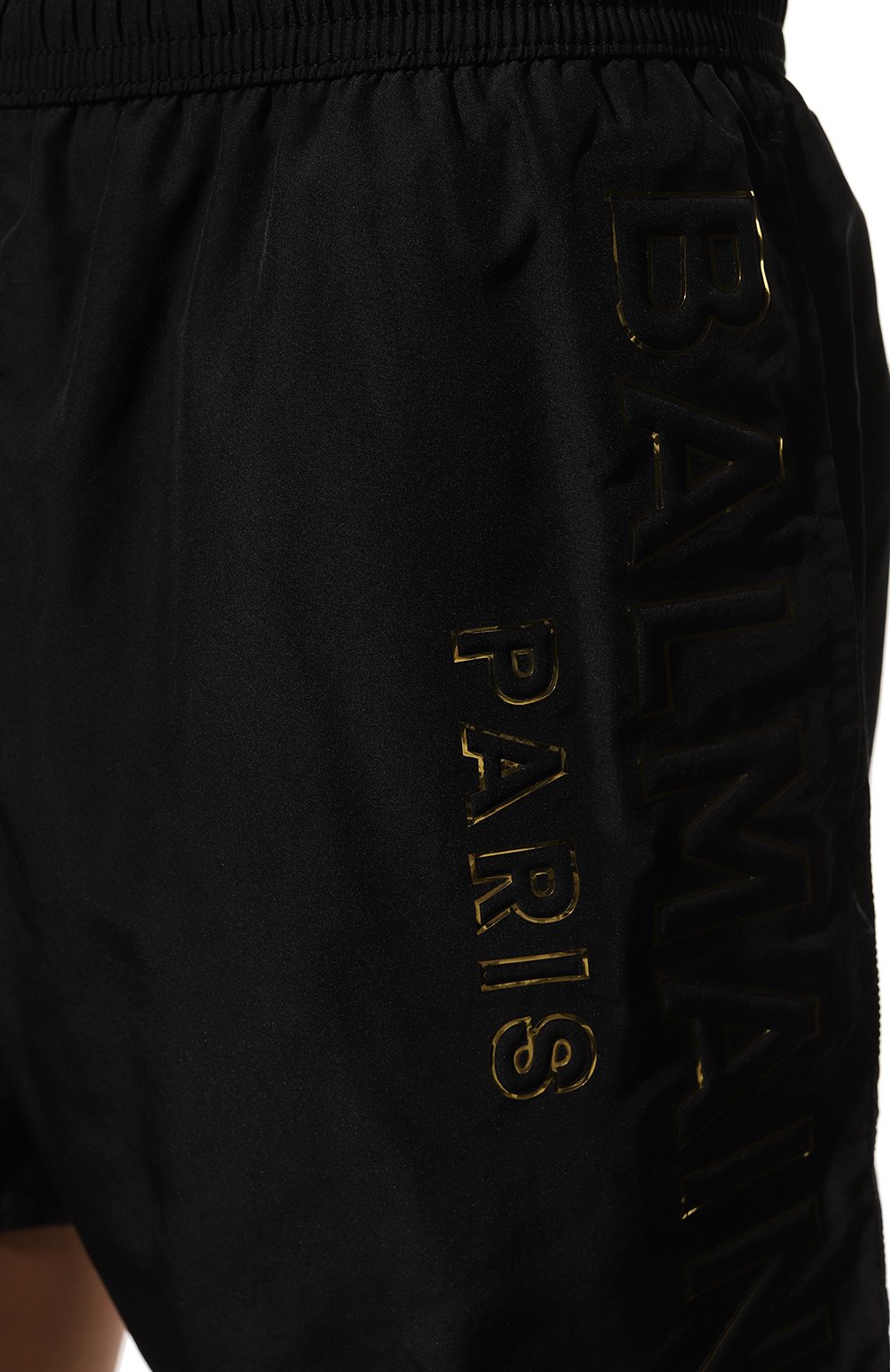 Мужские плавки-шорты BALMAIN черного цвета, арт. BWB640540 | Фото 4 (Материал внешний: Хлопок; Мужское Кросс-КТ: плавки-шорты)