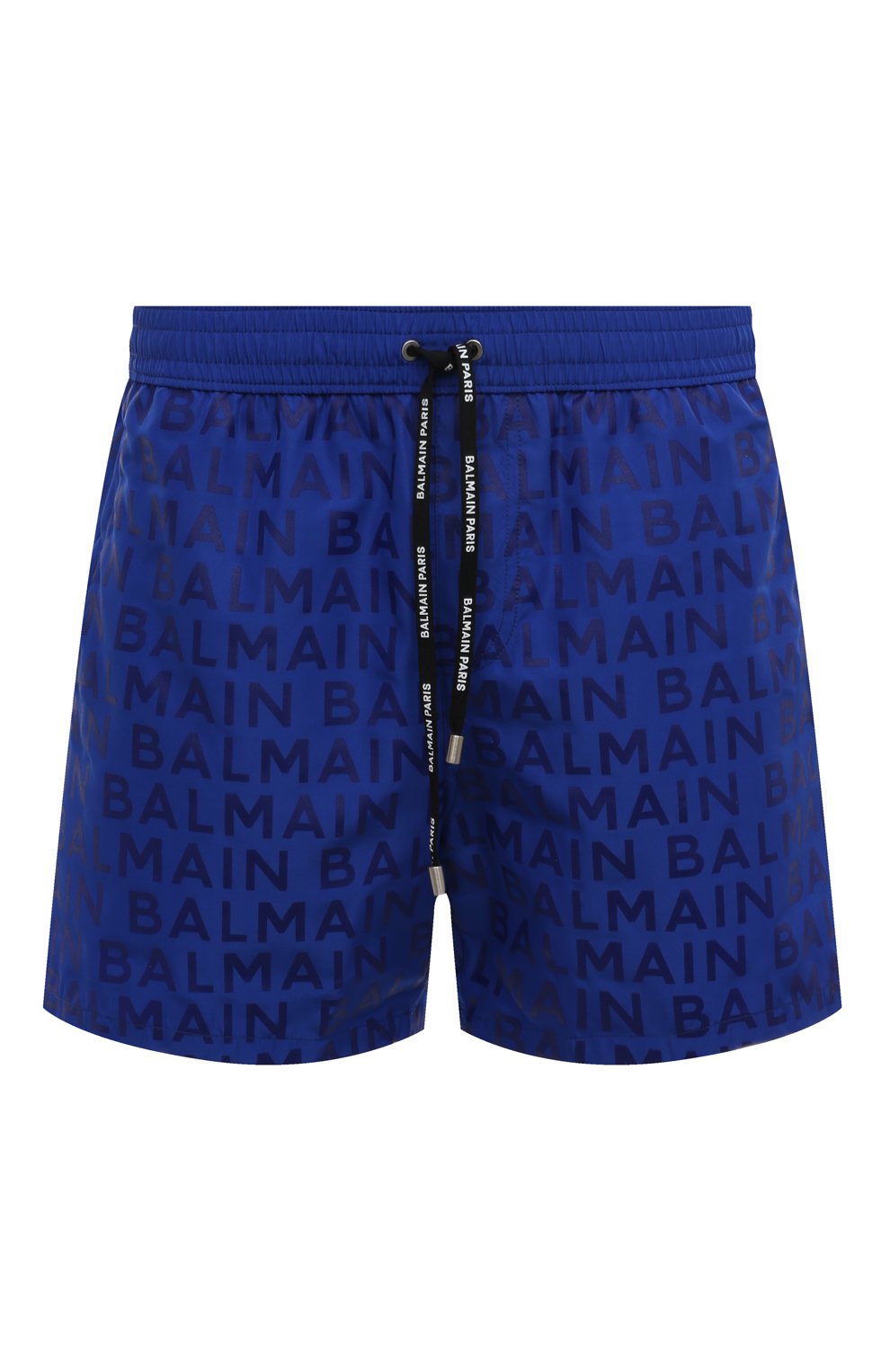 Мужские плавки-шорты BALMAIN темно-синего цвета, арт. BWB640560 | Фото 1 (Материал внешний: Синтетический материал; Мужское Кросс-КТ: плавки-шорты)