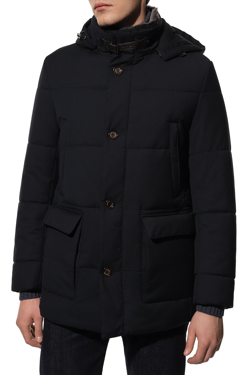 Мужская утепленная куртка GIMO'S темно-синего цвета, арт. 22AI.U.300.624 | Фото 3 (Кросс-КТ: Куртка; Рукава: Длинные; Материал внешний: Синтетический материал; Мужское Кросс-КТ: утепленные куртки; Материал подклада: Синтетический материал; Длина (верхняя одежда): Короткие; Стили: Кэжуэл)
