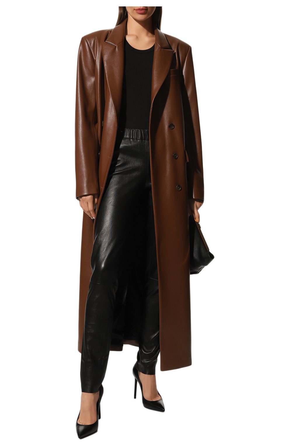 Женские кожаные леггинсы MAX&MOI черного цвета, арт. PERLEGGING | Фото 2 (Женское Кросс-КТ: Леггинсы-одежда; Стили: Гламурный; Длина (брюки, джинсы): Стандартные; Материал внешний: Натуральная кожа)