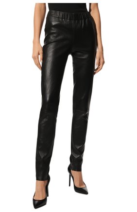Женские кожаные леггинсы MAX&MOI черного цвета, арт. PERLEGGING | Фото 3 (Женское Кросс-КТ: Леггинсы-одежда; Стили: Гламурный; Длина (брюки, джинсы): Стандартные; Материал внешний: Натуральная кожа)