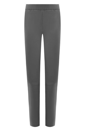 Женские кожаные леггинсы MAX&MOI темно-серого цвета, арт. PERLEGGING | Фото 1 (Женское Кросс-КТ: Леггинсы-одежда; Длина (брюки, джинсы): Стандартные; Стили: Гранж; Материал внешний: Натуральная кожа)