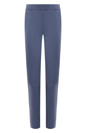 Женские кожаные леггинсы MAX&MOI синего цвета, арт. PERLEGGING | Фото 1 (Женское Кросс-КТ: Леггинсы-одежда; Длина (брюки, джинсы): Стандартные; Стили: Гранж; Материал внешний: Натуральная кожа)