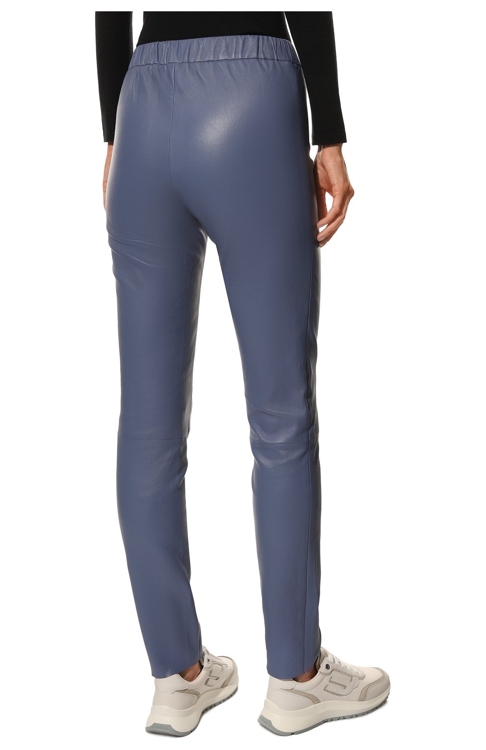 Женские кожаные леггинсы MAX&MOI синего цвета, арт. PERLEGGING | Фото 4 (Женское Кросс-КТ: Леггинсы-одежда; Длина (брюки, джинсы): Стандартные; Стили: Гранж; Материал внешний: Натуральная кожа)