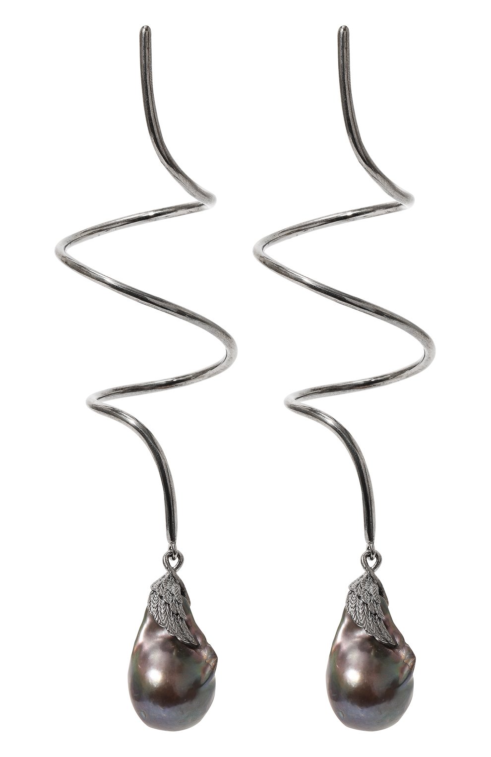 Женские серьги-спирали drowning to embrace CAVIAR JEWELLERY серебряного цвета, арт. DTE012B | Фото 1 (Материал: Металл)