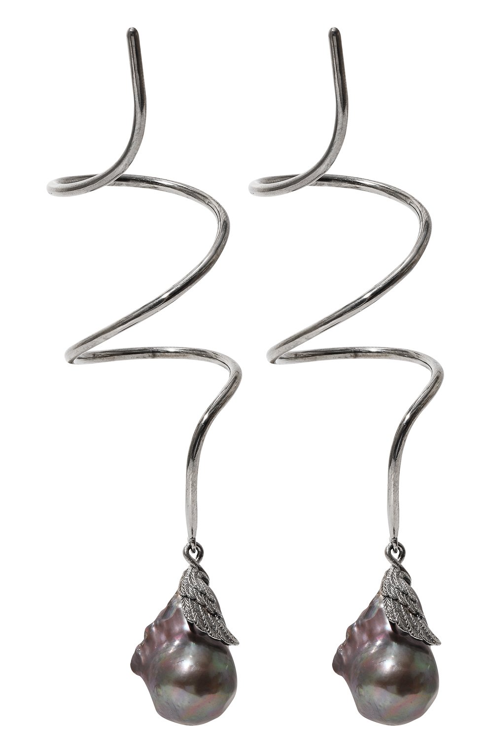 Женские серьги-спирали drowning to embrace CAVIAR JEWELLERY серебряного цвета, арт. DTE012B | Фото 3 (Материал: Металл)