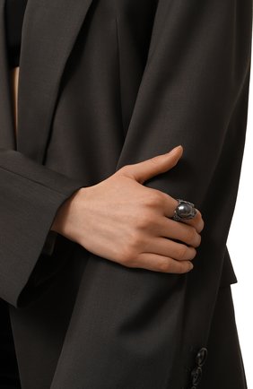 Женское кольцо с жемчужиной drowning to embrace CAVIAR JEWELLERY серебряного цвета, арт. DTE003B | Фото 2 (Материал: Жемчуг, Металл)