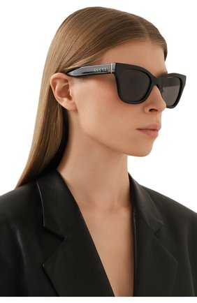 Женские солнцезащитные очки GUCCI черного цвета, арт. GG1133S 001 | Фото 2 (Тип очков: С/з; Материал: Пластик; Оптика Гендер: оптика-женское; Очки форма: Бабочка)