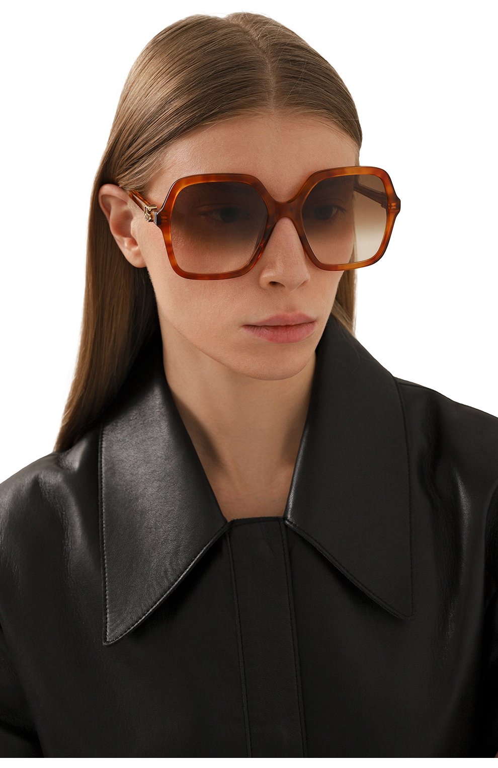 Женские солнцезащитные очки GUCCI коричневого цвета, арт. GG1072S 003 | Фото 2 (Материал: Пластик; Тип очков: С/з; Очки форма: Квадратные; Оптика Гендер: оптика-женское)
