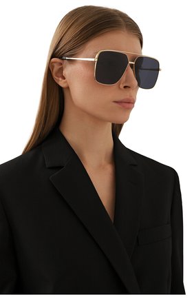 Женские солнцезащитные очки GUCCI синего цвета, арт. GG1099SA 002 | Фото 2 (Тип очков: С/з; Материал: Металл; Оптика Гендер: оптика-женское; Очки форма: Авиаторы)