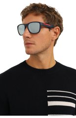 Мужские солнцезащитные очки PRADA синего цвета, арт. SPS01U-MTFY-FE740-059 | Фото 2 (Кросс-КТ: С/з-мужское; Тип очков: С/з; Оптика Гендер: оптика-мужское)