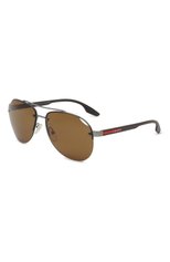 Мужские солнцезащитные очки PRADA коричневого цвета, арт. SPS52V-F7CQ-F05Y1-061 | Фото 1 (Кросс-КТ: С/з-мужское; Тип очков: С/з; Очки форма: Авиаторы; Оптика Гендер: оптика-мужское)